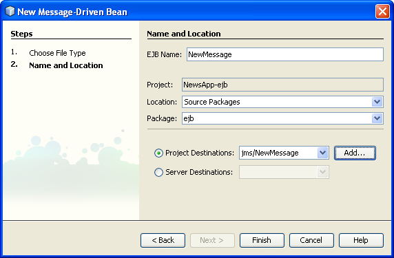 New Message-Driven Bean Wizard