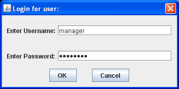 Dialog prompting for username and password