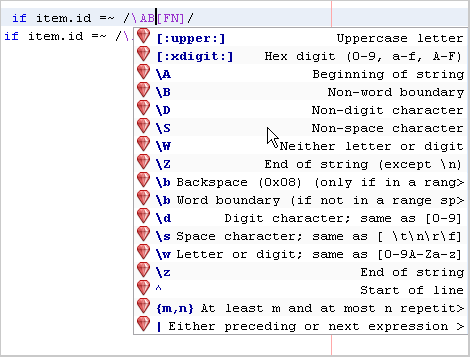 Regular Expression Code Completion