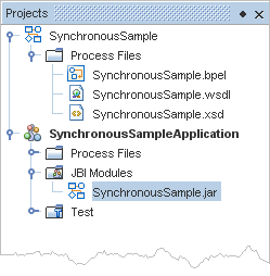 SynchronousSampleApplication created, and JBI module added to composite application