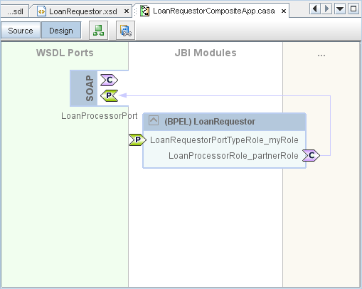 Design view after BPEL Module project is built