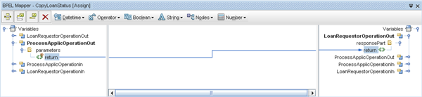 Assignment done in BPEL Mapper, click to enlarge