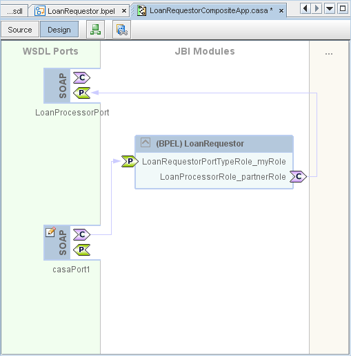 Design view after adding connection