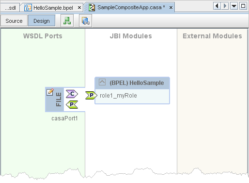 Design view after WSDL endpoint casaport1 is added