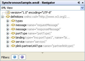 XML view of Navigator window