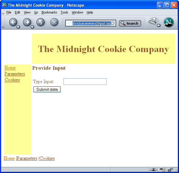 Web browser displaying Input.jsp page 