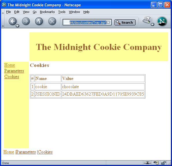 Browser displaying the Tray.jsp page.