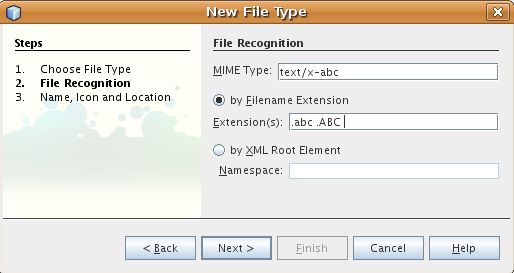 Step 1 of New File wizard.