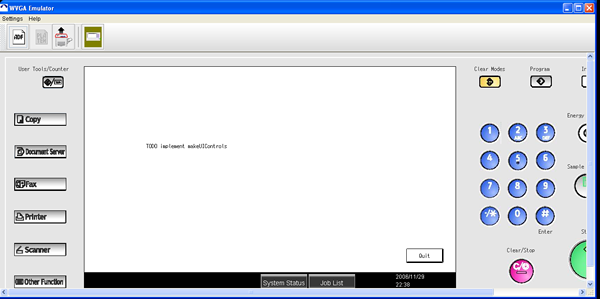 Screenshot of the Ricoh emulator. 