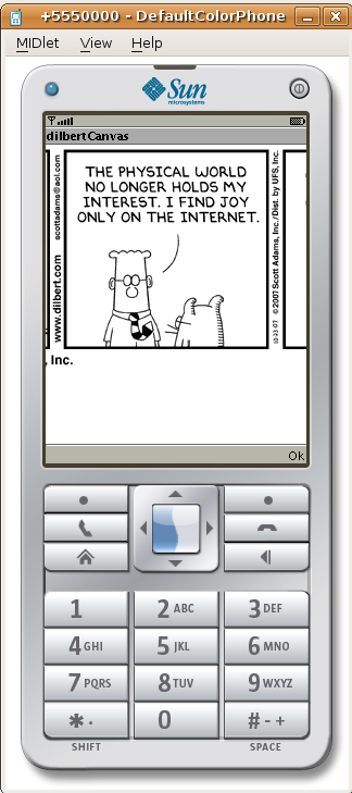 Emulator, displaying Dilbert.