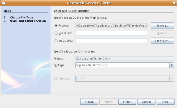 New web service client in servlet displayed in the Projects window