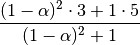 \frac{(1-\alpha)^2 \cdot 3 + 1 \cdot 5}{(1-\alpha)^2 + 1}