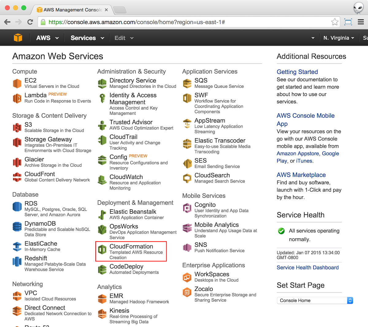 CloudFormation on AWS Console