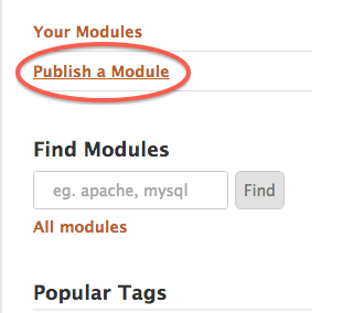 the "publish a module"" link in the Forge's sidebar