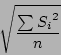 \begin{displaymath}
\catcode\lq _=8
\sqrt{\frac{\sum{{S_{i}}^{2}}}{n}}
\end{displaymath}