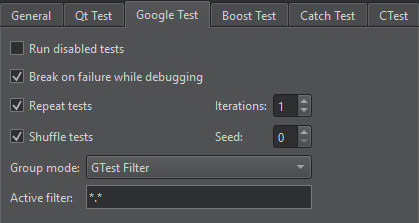 {Gooble Test tab in Testing preferences}