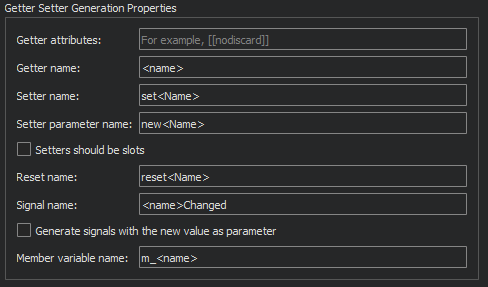 "Getter and Setter generation settings"