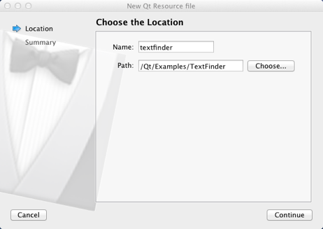 "Choose the Location dialog"