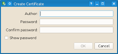 "Create Certificate dialog"