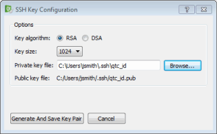 "SSH Key Configuration dialog"