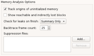 "Memory Analysis options"
