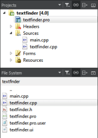 "TextFinder project contents"
