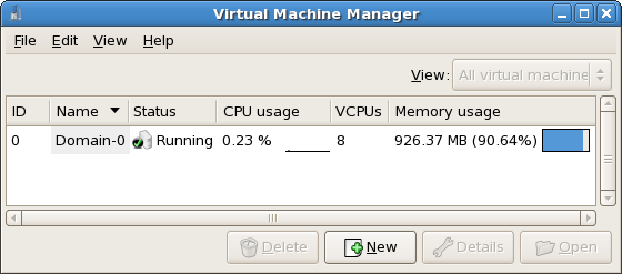 Virtual Machine Manager main window