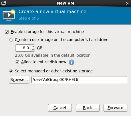 The Create a new virtual machine window - Step 4