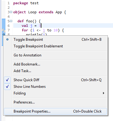 Access to breakpoint settings