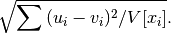 \sqrt{\sum {(u_i-v_i)^2 / V[x_i]}}.