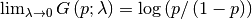 \lim_{\lambda\rightarrow0}G\left(p;\lambda\right)=\log\left(p/\left(1-p\right)\right)