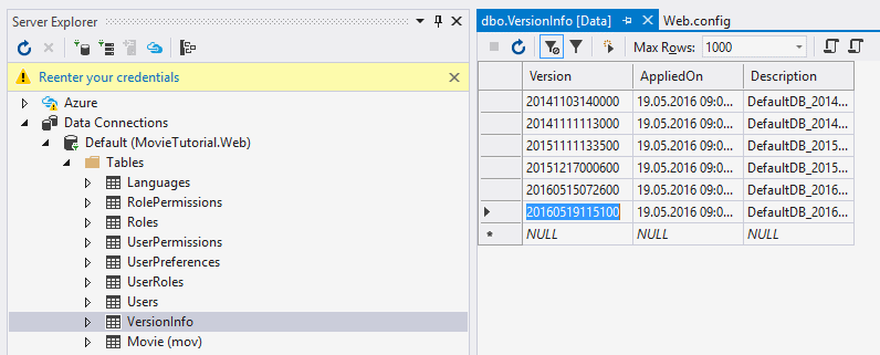 Initial Migration Folder