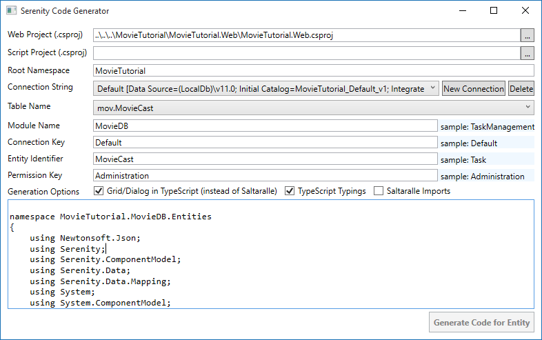 Movie Cast Code Generation