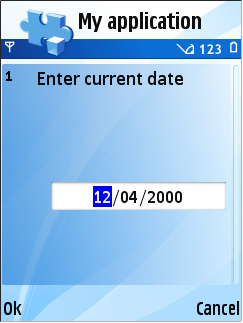Date setting item and date setting page
