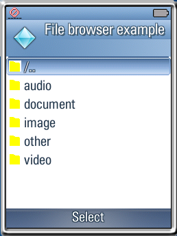 The directory browse view for the UIQ fi...