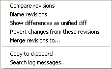 Top Pane Context Menu for 2 Selected Revisions