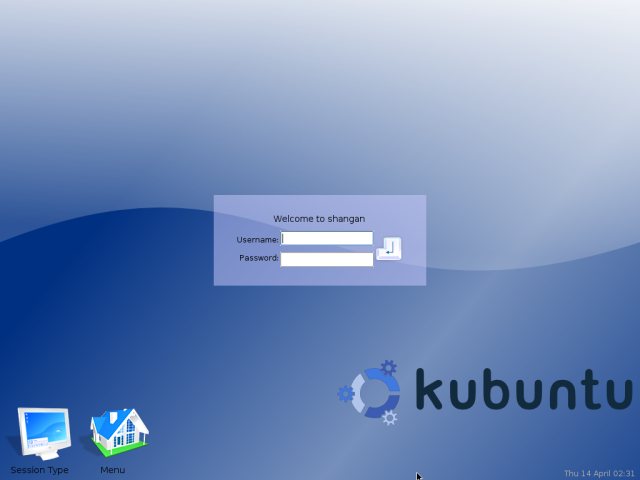 Kubuntu Login Screen