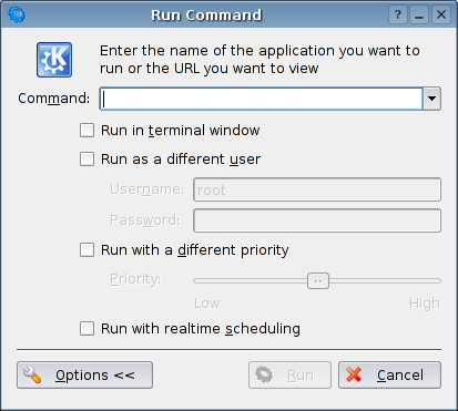 Kubuntu Run Command utility