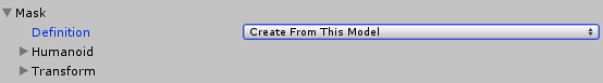 The Mask Definition, Humanoid and Transform options