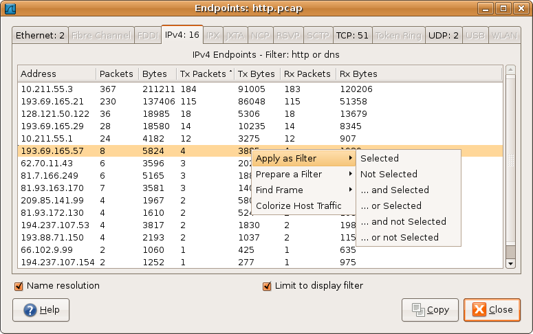 The "Endpoints" window