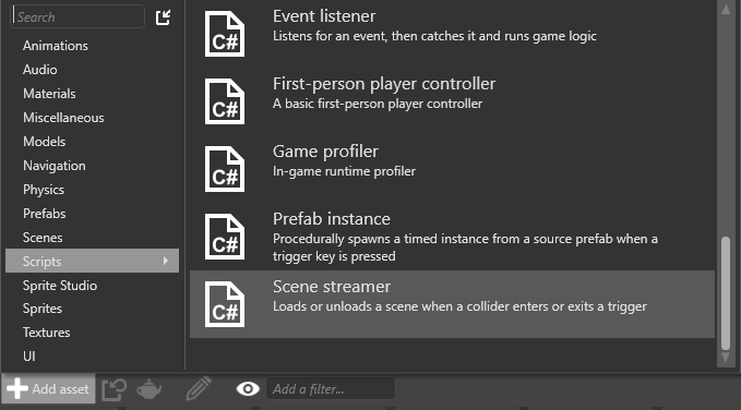 Scene streamer script