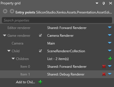 Debug renderer property grid