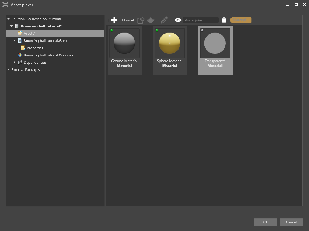 Select material in Asset Picker