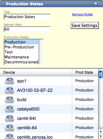 Configuring the Production State Portlet