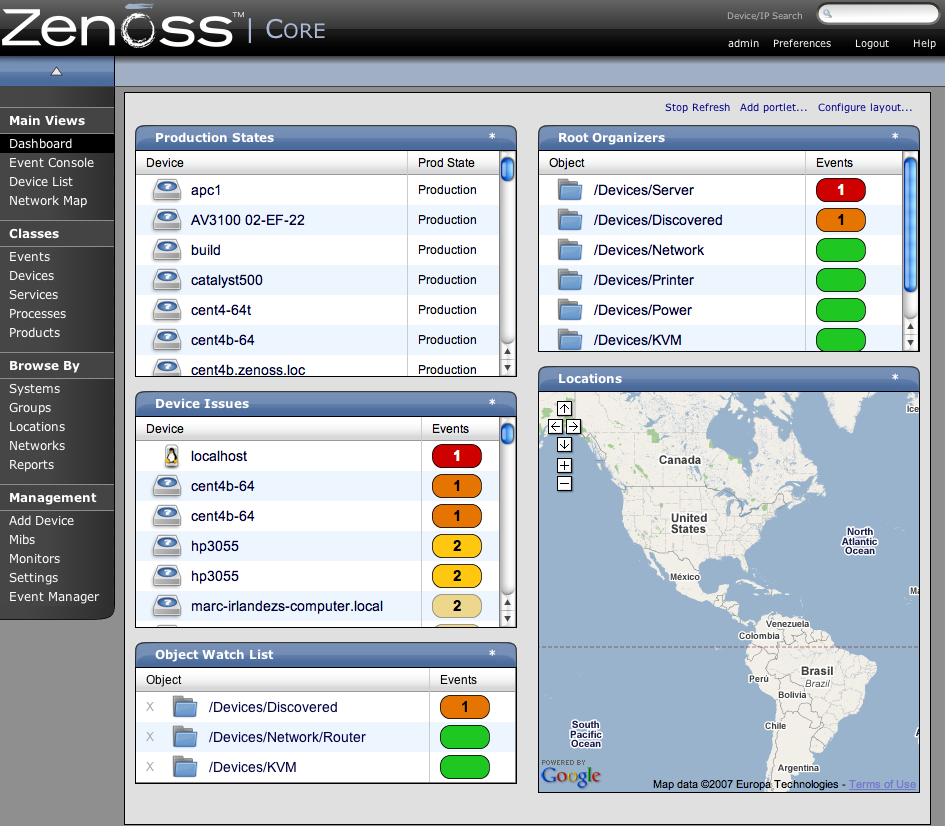 Zenoss Dashboard