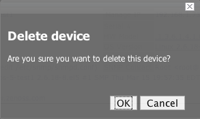 Delete Device Confirmation Dialog