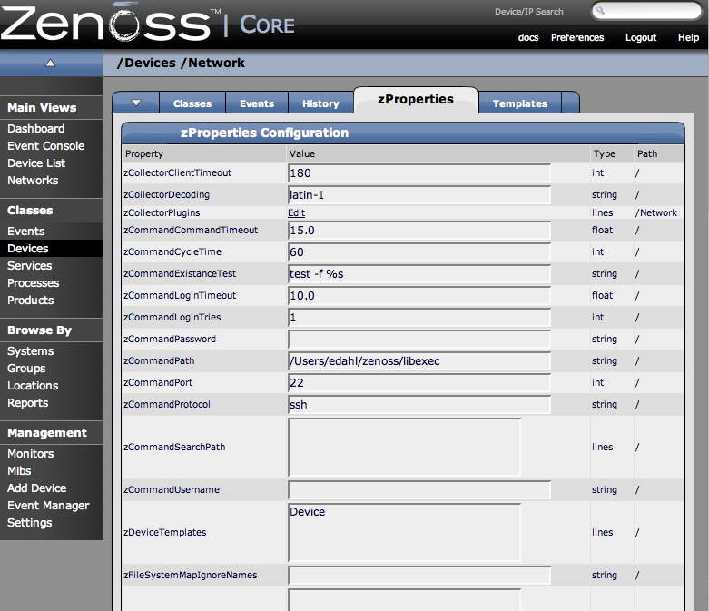 Device Group zProperties Tab