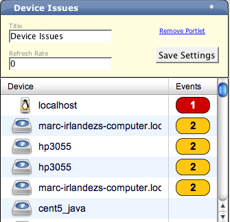 Device Issues Portlet Configuration