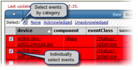 Selecting Events