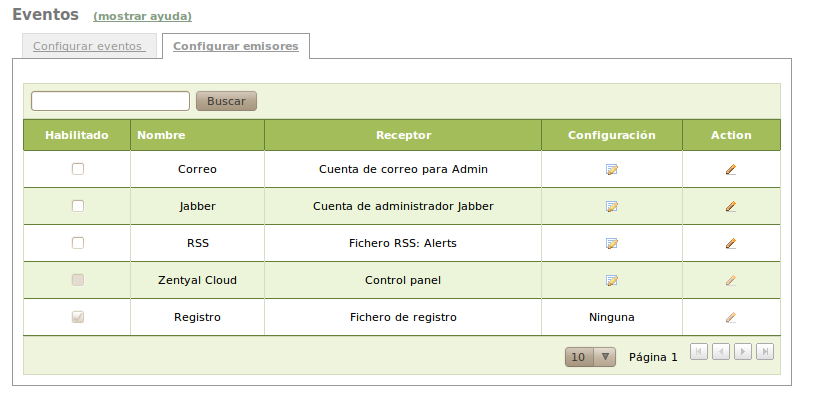 Configurar emisores